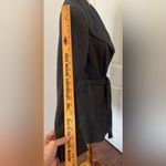 Lafayette 148 Belted Open Front Trench Coat Ribbed Knit Sleeves Gray Size Medium Photo 5