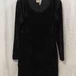 Vintage Velvet Long Sleeve Mini Dress Black Photo 0