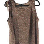 SheIn Curve Womens Tank Top Tie Shoulders Floral Brown Blue 1XL Photo 0