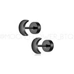 16g Tiny Black Moon Flat Back Earrings Photo 1