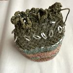 Antique VTG Micro Beaded & Crochet Drawstring Purse Sack Hand Bag Photo 3