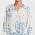 Ba&sh NWT  Chemise Isko Ecru Shirt Medium Blue Patchwork Lightweight Peasant Boho Photo 0