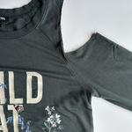 EXPRESS Wild At Heart Cold Shoulder Sweatshirt Dark Sage-Gray Size S Photo 7