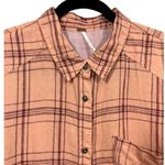 Free People No Limits Boho Plaid Linen Button Up Shirt L Photo 5