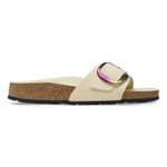 Birkenstock  Madrid Iridescent Big
Buckle Nubuck Leather Slide Sandal, Ecru,37EU Photo 2