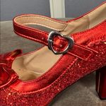 Women’s Red Sparkly Glitter Mary Jane High Heels Bow Detail Size 8 (EU 39) NEW Red Photo 15