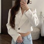 ZARA blazer cropped double breasted oyster white Photo 0