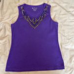 Chico's size 1 M beautiful purple beaded tank top no missing beads EUC Photo 1