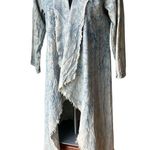 Vintage THRILL Lightweight Acid Wash Denim Duster Fringe Edges Hippie Festival Blue Size XL Photo 2