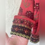 Icelandic Design 100% Wool Women’s Cardigan Sweater, Floral, Full Zip; Size M Red Size M Photo 3