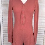 Forever 21 Women's Pajama Shortie Romper Long Sleeves Rosy Mauve-Large Photo 0
