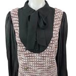 Julia Jordan Black Multicolor Tweed Bow Tie Pinafore Sleeves Mini Shirt Dress 8 Photo 4