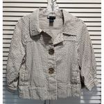 Carole Little 3/4 Sleeve Big Button Tan/Ivory Jacket Size Small Pleated Boho Tan Photo 0