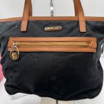 Michael Kors  Black Nylon Tote Bag Brown Trim Gold Hardware Travel Shopper Photo 1