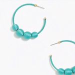 J.Crew  Hoop Aqua Sea Stone 2'' Earrings Photo 1