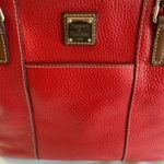 Dooney & Bourke  Red Lexington Pebbled Leather Tote Bag | Brown Handles Photo 1