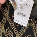 Free People  shirt tulle raw pleated hem embroidered top beaded embroidery Photo 4