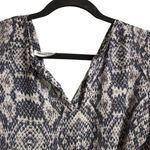 Amanda Uprichard Snakeskin Print Wrap Puffed Sleeves V-Neck Romper P (XS) / 0-2 Photo 6