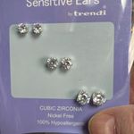 3PCS Cubic Zirconia Stud Earrings “Sensitive Ears by trendi” Silver Photo 5