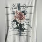 Source Unknown Made in Italy Fleur de Rose Paris Graphic Tunic Top White Rose Print 100%Cotton Photo 3