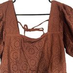 Band of the Free Brown Short Puff Sleeve Square Neck Blouse Women Sz S Photo 3