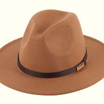 NWT Lanzom Retro Wide Brim Floppy Panama Hat Belt Buckle Wool Fedora Hat Brown Photo 0