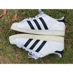 Adidas  Superstar White Black Striped Sneakers 9.5 Classic Streetwear Quiet Luxe Photo 9