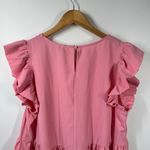 Umgee Blouse Women Size L Pink Ruffle Sleeve Spring Modest Peasant Preppy Photo 3