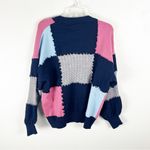 ADORA Multicolored Long Balloon Cuff Sleeves Patchwork Floral Detail Sweater M/L Size L Photo 1