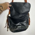 Fossil  Harper flap crossbody bag black leather brown leather strap medium size Photo 3