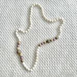 Vintage Angel Skin Coral Round Bead Infinity Necklace Cloisonne Brown Stonework White Photo 4