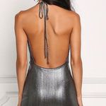 Love Culture Silver Metallic Plunge Draped Dress Photo 2