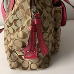 Coach Signature Tan and Pink Large Hampton Dome Shaped Zip Bag w dust bag Photo 10