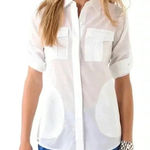 Theory  Marandel White Lawn Shirt Long Button Down size p Photo 0