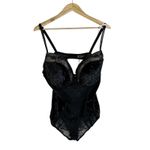 Daisy Fuentes  Black Velvet Lace Push Up Bodysuit Teddy Women's 2X Photo 0
