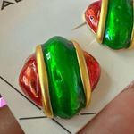 ALDO  squre red and green stud earring gold tone Photo 3