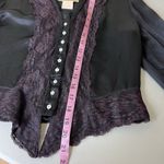 Gunne Sax Vintage Jessica Gunnies Blouse Size 11 Black Purple Satin Lace Button Down Goth Photo 6