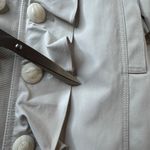 Anthropologie  Trench Coat By Idra Women’s Double Ruffle Beige Trench Jacket Size Photo 10