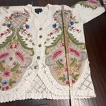 Cullinane Hand Knit Vtg 80s Sweater Floral Button Up VNeck 3d Women’s Sz MED Photo 7