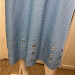 Ming Wang  Blue Textured Split Sleeve Grommet Hem Shift Dress Size Large. A32 Photo 5
