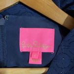 Lilly Pulitzer  Kathie dress navy blue metallic ruffle sleeves v-neck Size 2 Photo 3