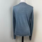 Inhabit Blue Linen Lightweight Double Layered Open Front Knit Cardigan Medium Photo 5