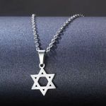 Stainless Steel Magen David Jewish Star on Adjustable 16” Photo 0
