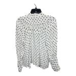 Topshop  Button Down Shirt Women 4 Polka Dot White Black Ruffle Rayon Long Sleeve Photo 1