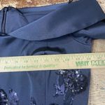 Rickie Freeman Teri Jon Navy Floral Sequin Off The Shoulder Dress Size 8 Blue Photo 3