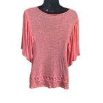 cupio  Women’s Coral Peach‎ Linen Blend Embroidered Boho Gypsy Top Size Medium Photo 1