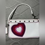 Coach RARE VTG  Heart Suede Multi Color White Pink Heart Wristlet Clutch Hippie Photo 1