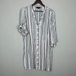 Club Z Collection Shirt Dress Cover Up Womens XL Metallic Stripes Beach Travel White Photo 7