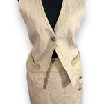 Margaret Godfrey Linen Suede Trim Vest Skirt Set Size 8 Photo 0