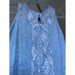 Patagonia  Blue Embroidered Sleeveless Dress 100% Cotton Sz 2 Coastal Boho Spring Photo 3